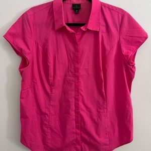 Worthington Womens Button Up Blouse in Pink